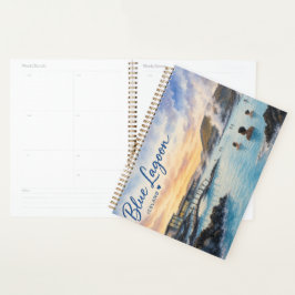 Agenda Laguna Azul Islandia baño termal acuarela
