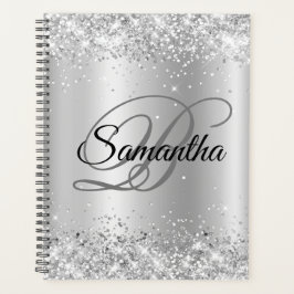 Agenda Laminado Monograma Ombre Pálido Plateado Brillante