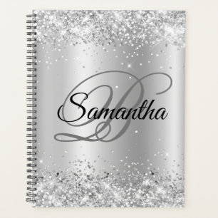 Agenda Laminado Monograma Ombre Pálido Plateado Brillante