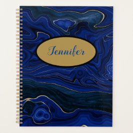Agenda Lapis Blue Agate Swirls Personalizado