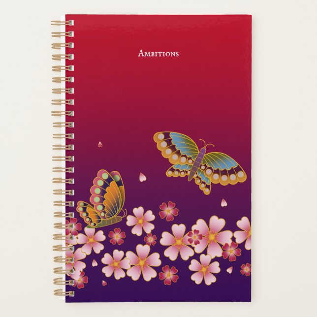 Agenda Las mariposas japonesas florecen en el Sakura pers (Anverso)