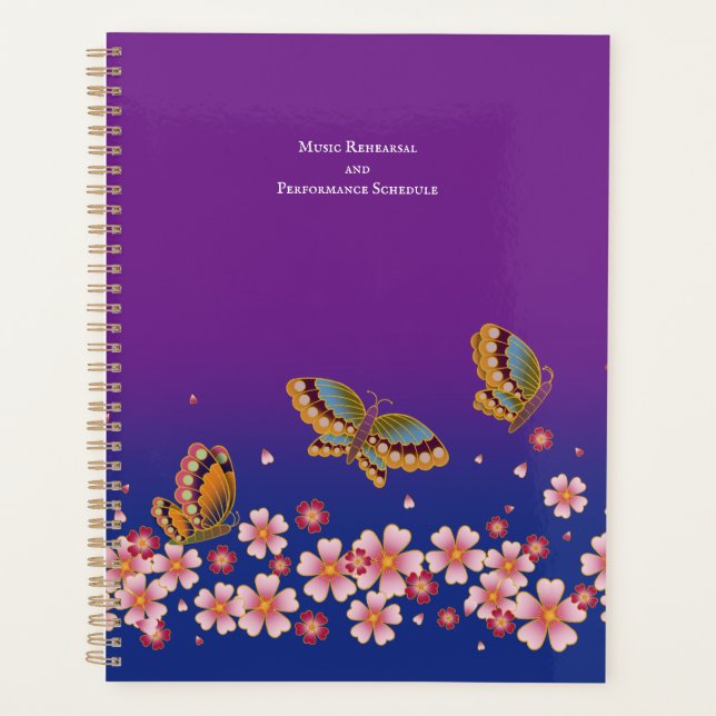Agenda Las mariposas japonesas florecen en el Sakura pers (Anverso)