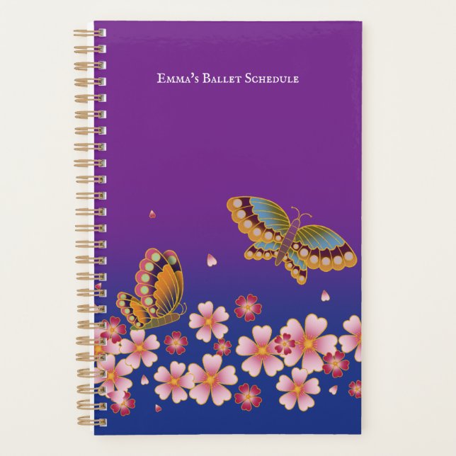 Agenda Las mariposas japonesas florecen en el Sakura pers (Anverso)