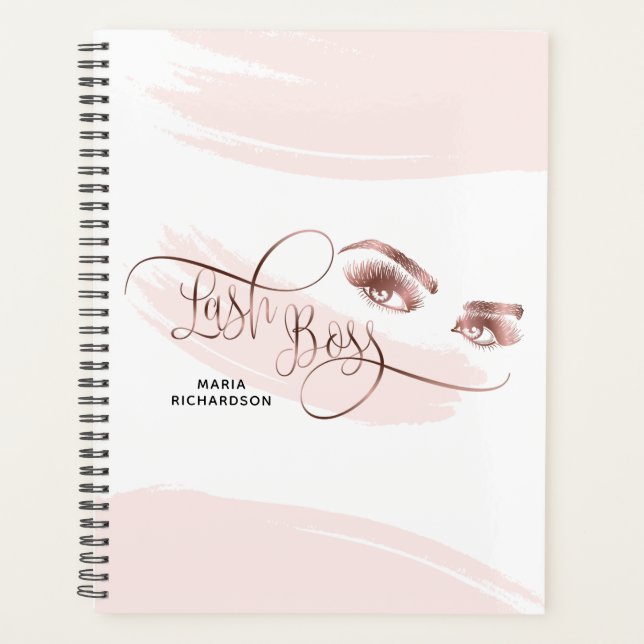 Agenda Lash Boss Makeup Eyebrow Ojos Lazas Rosa Oro (Anverso)