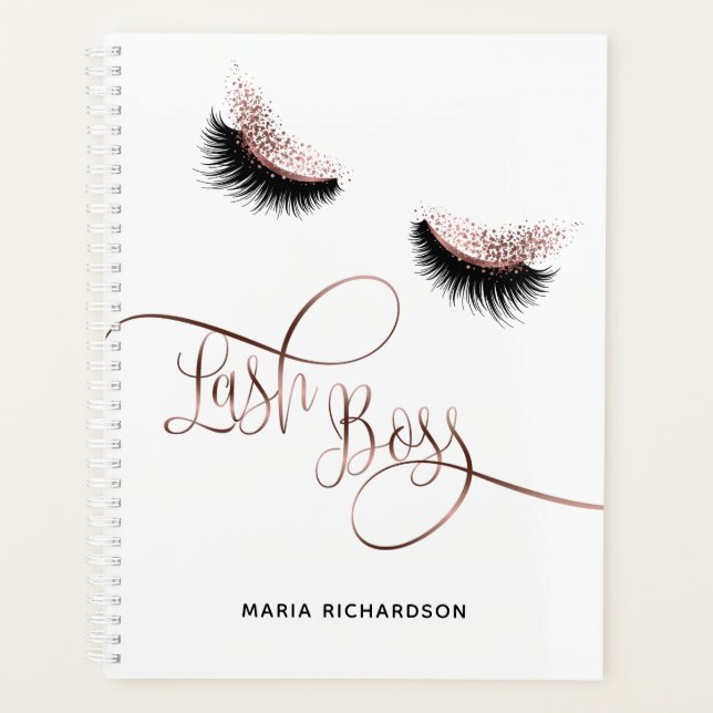 Agenda Lash Boss Makeup Eyebrow Ojos Lazas Rosa Oro (Anverso)