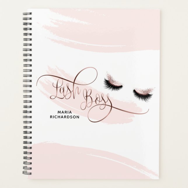 Agenda Lash Boss Makeup Eyebrow Ojos Lazas Rosa Oro (Anverso)