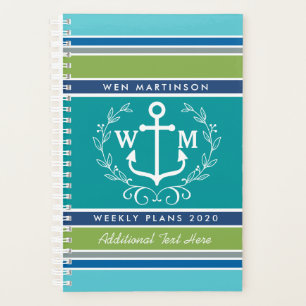 Agenda Laurel Wreath Stripes Aqua Moda