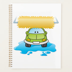 Agenda Lavado Feliz de Coche de Dibujos Animados Verdes C