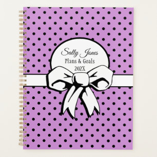 Agenda Lavanda con puntos blancos y polacos negros person
