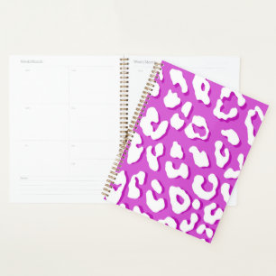Agenda Lavanda de impresión de leopardo blanco