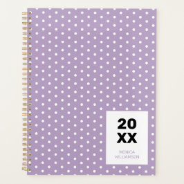 Agenda Lavanda Morado Blanco Lunares Personalizado