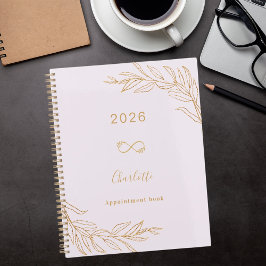 Agenda Lavanda rosa dorado follaje botánico elegante