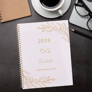 Agenda Lavanda rosa dorado follaje botánico elegante