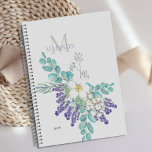 Agenda Lavender Eucalyptus Monograma Botánico Floral<br><div class="desc">Acuarela botánica,  flores de acuarela Lavender Eucalyptus decoran esta cubierta de planner y se puede personalizar con tu nombre inicial. Ver nuestra línea completa de productos en nuestra tienda Zazzle.</div>