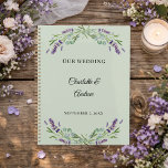 Agenda Lavender florals eucalyptus sage green wedding<br><div class="desc">Organize your big day with this romantic botanical wedding planner. It features a delicate watercolor wreath of purple lavender sprigs and soft sage eucalyptus leaves on a sage green background. This 12-month notebook is the perfect engagement gift for a bride-to-be planning a summer garden wedding.</div>