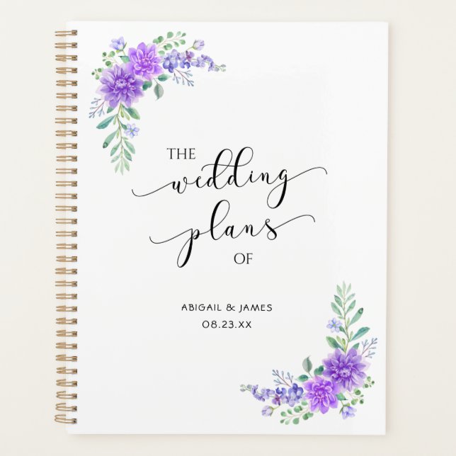 Agenda Lavender Lilac Planner de Bodas Florales  (Anverso)