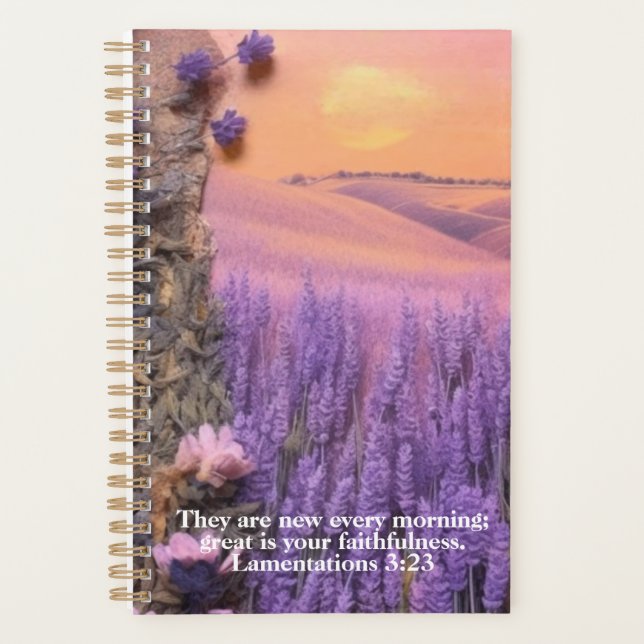 Agenda Lavender Planner Lamentations 3:23 (Anverso)