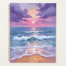 Lavender Purple Beach Sunset Watercolor