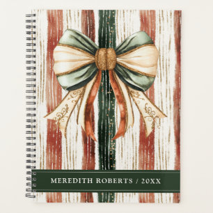 Agenda Lazo de Navidad Franjas Rústicas Personalizado