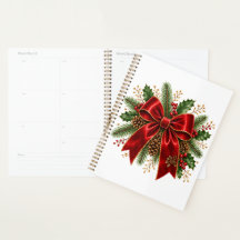 Lazo de Navidad Rojo Elegante con Acebo y Piñas