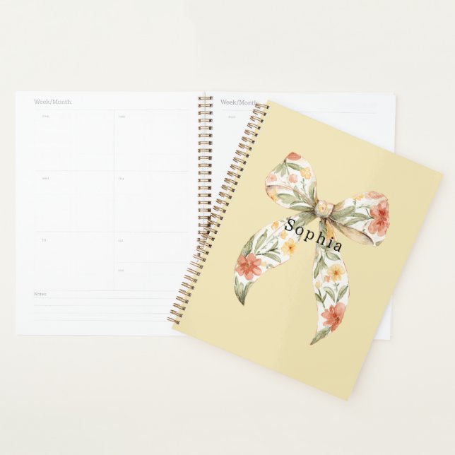 Agenda Lazo Floral Amarillo Mantequilla Rojo (Demostración)