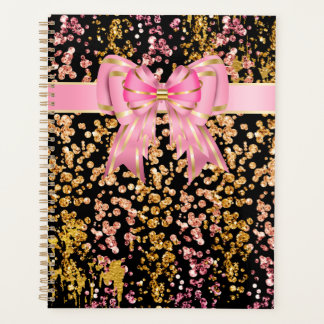 Agenda Lazo negro rosa brillo femenino