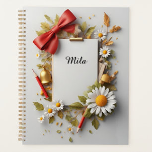 Agenda Lazo rojo, campana dorada y elementos decorativos