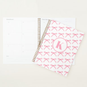 Agenda Lazo Rosa Personalizado Coquette Monogramado Prepp