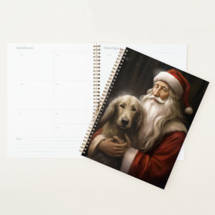 Agenda Lebrel afgano con Santa Claus Navideño Festivo
