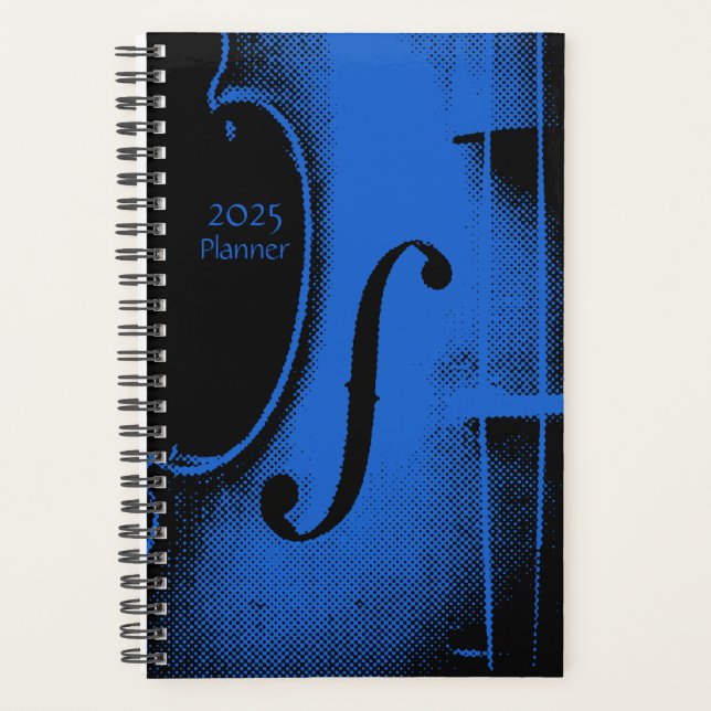 Agenda Lección de música de violín azul negro (Anverso)