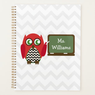 Agenda Lechuza En Chalkboard Chevron Profesor Personaliza