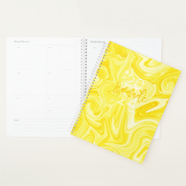 Agenda LEMONADE Yellow Anual Planner Preppy Fun moderno (Demostración)