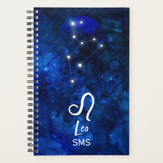 Agenda Leo Zodiac Constellation Dark Blue Galaxy Monogram (Anverso)