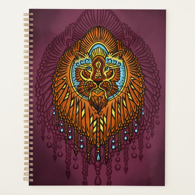 Agenda León de espíritu real | Ornate Tribal Mandala Roar (Anverso)