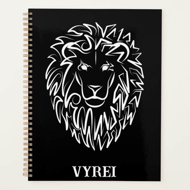 Agenda León tribal blanco y negro (Anverso)