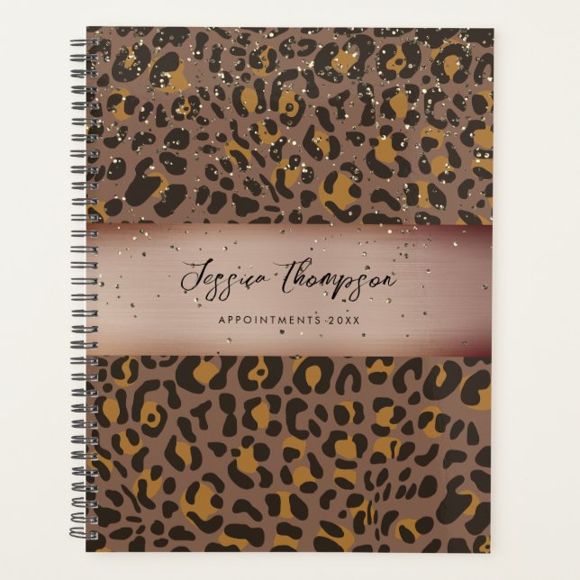 Agenda Leopard Animal Brown Bronze Metallic Purpurina (Anverso)