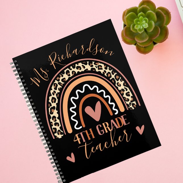 Agenda Leopard Bohemian Rainbow Añadir nombre de profesor (Subido por el creador)