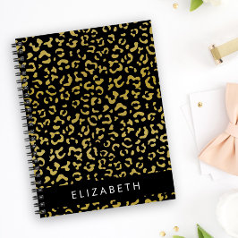 Agenda Leopard Print, Gold Leopard, Purpurina, tu nombre