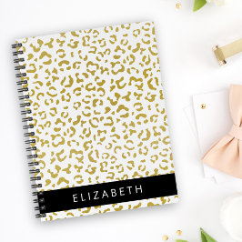 Agenda Leopard Print, Gold Leopard, Purpurina, tu nombre