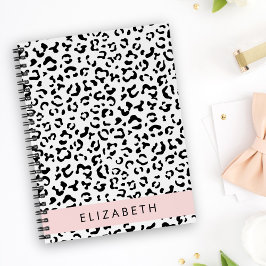 Agenda Leopard Print, Spots, Black And White, Tu Nombre