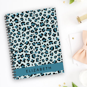 Agenda Leopard Print, Spots, Blue Leopard, tu nombre