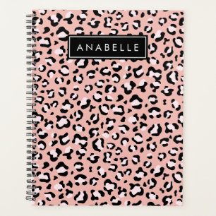 Agenda Leopard Print, Spots, Pink Leopard, Tu Nombre