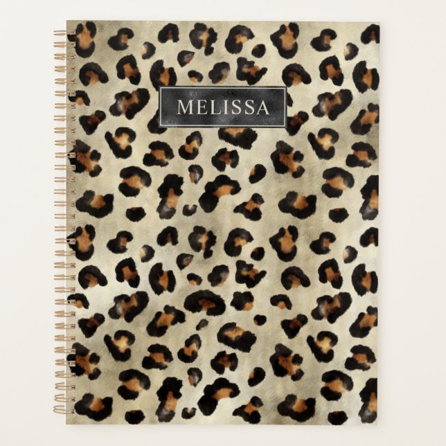 Agenda Leopard Print With Black Faux Foil And Name (Anverso)