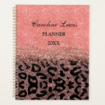 Leopard Rosa Gold Purpurina 2023 Planner con nombr