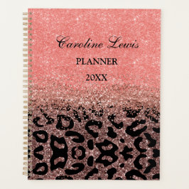 Agenda Leopard Rosa Gold Purpurina 2023 Planner con nombr