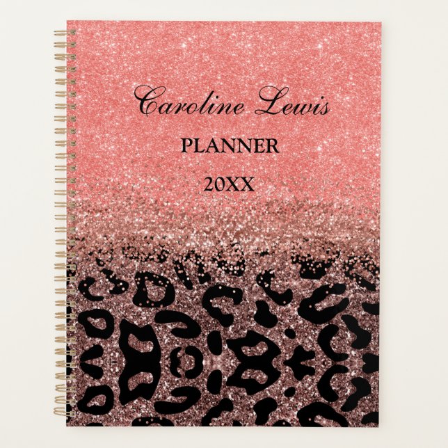 Agenda Leopard Rosa Gold Purpurina 2023 Planner con nombr (Anverso)