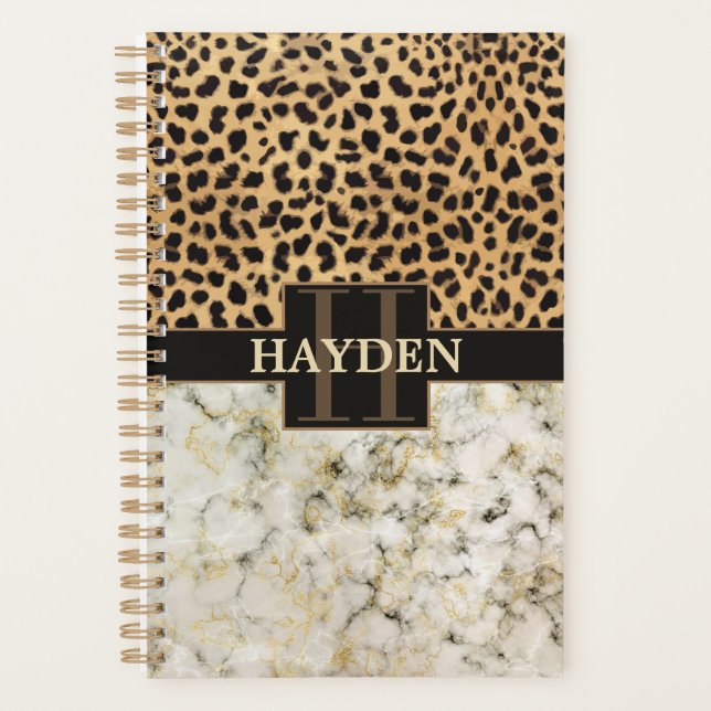 Agenda Leopard Spot Marble Monograma (Anverso)