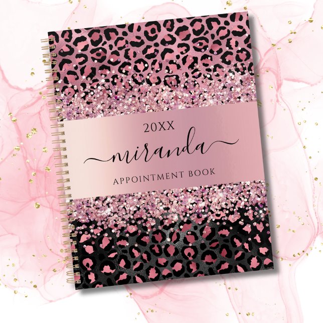 Agenda Leopardo Animal Cheetah Black Pink Beauon (Pink & Black leopard print planner)