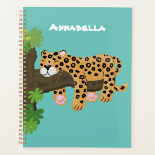 Agenda Leopardo lindo durmiendo en un ilustracion de pers