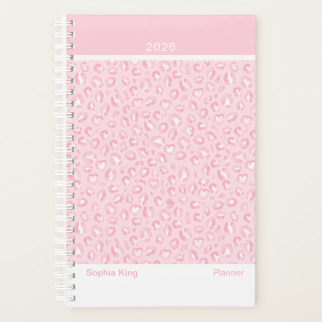 Agenda Leopardo Rosa Suave Moderno (Anverso)